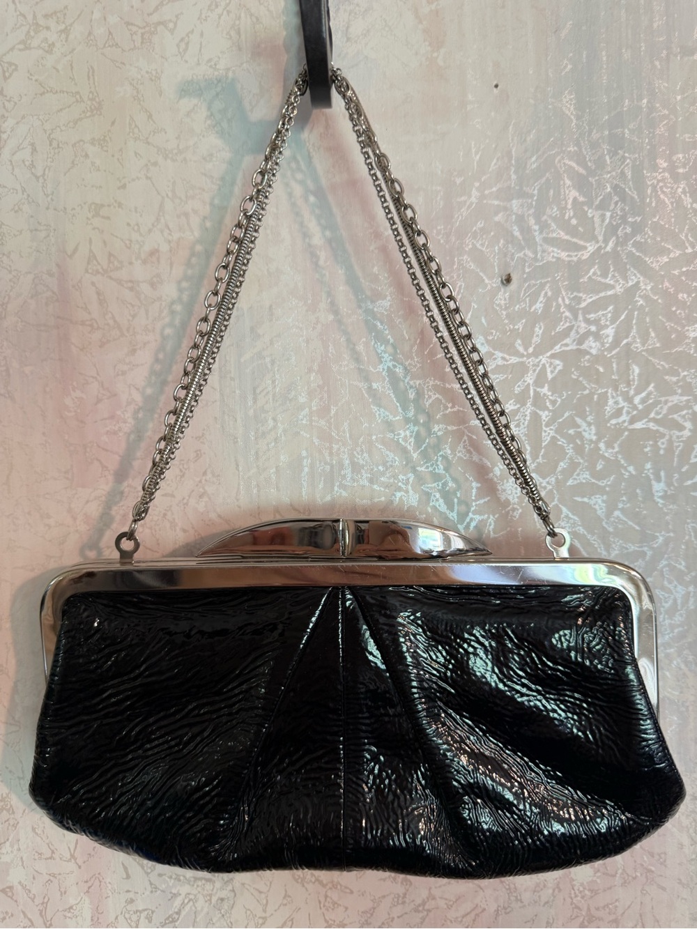 Hobo International Hayley Vintage Black Leather Clutch Purse Chain Strap Wallet
